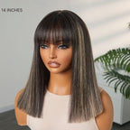 Glueless Bob Human Hair Wig - Highlight with Bangs | 8"-14"