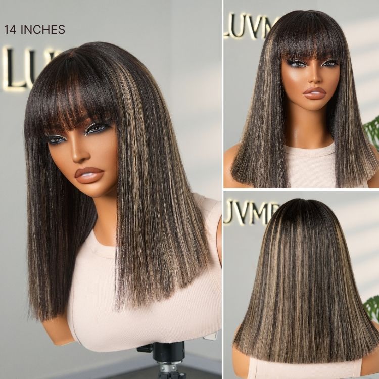 Glueless Bob Human Hair Wig - Red with Bangs | 8"-14"