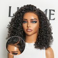 Glueless Curly T-Part Lace Human Hair Wig - Jet Black 180% Density | 10"-28"