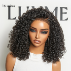 Glueless Curly T-Part Lace Human Hair Wig - Jet Black 180% Density | 10"-28"