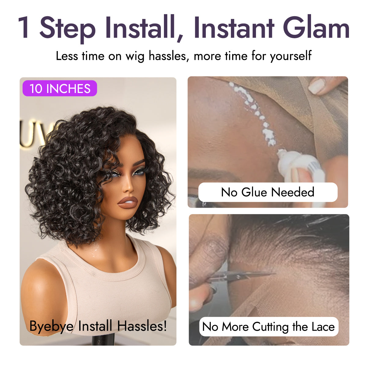Glueless HD Lace Bob U-Part Human Hair Wig - Brown | 8"-14"