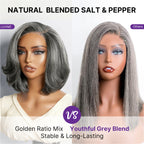 Glueless Layered T-Part Lace Human Hair Wig - Grey | 8"-14"