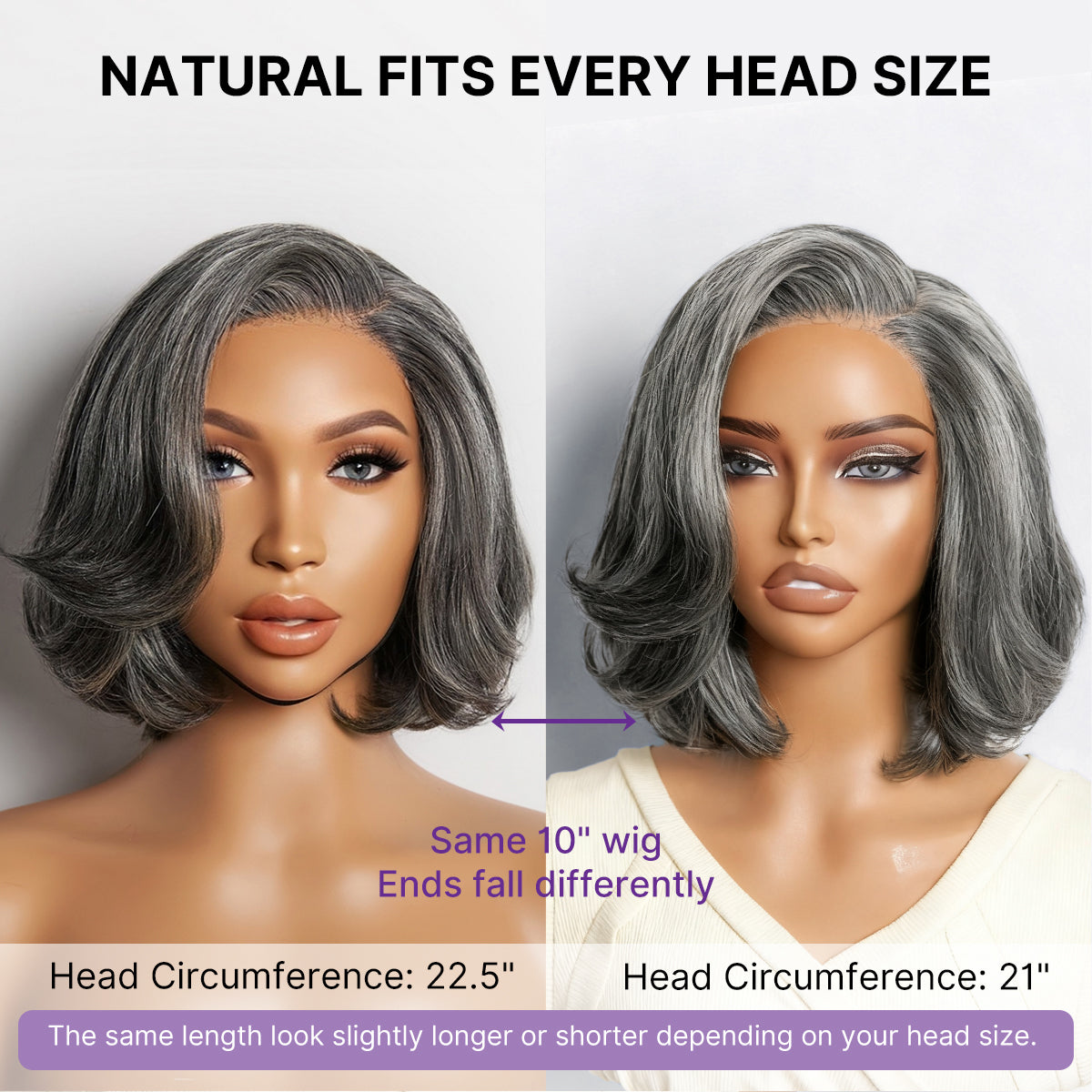 Glueless Layered T-Part Lace Human Hair Wig - Grey | 8"-14"