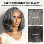 Glueless Layered T-Part Lace Human Hair Wig - Grey | 8"-14"