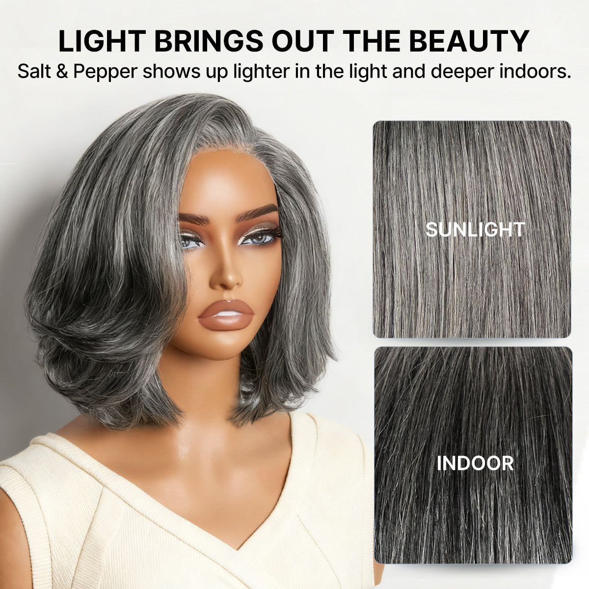 Glueless Layered T-Part Lace Human Hair Wig - Grey | 8"-14"