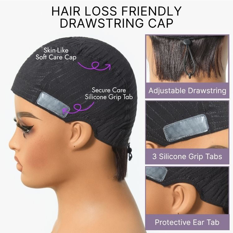 Glueless Curly Human Hair Wig - Highlight with Bangs | 8"-14"