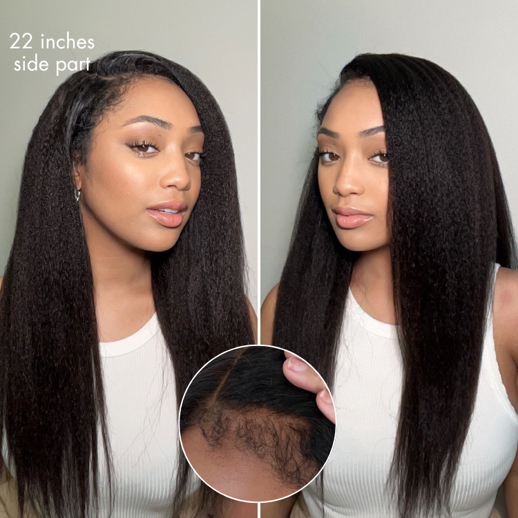 Glueless HD Lace Kinky Straight T-Part Lace Human Hair Wig | 10"-28"