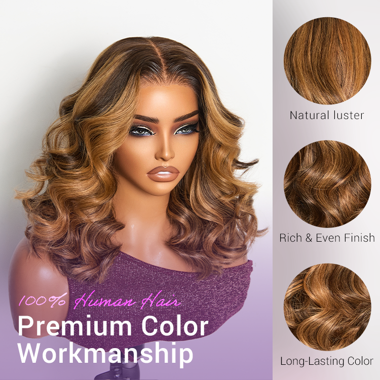Glueless Loose Wave T-Part Lace Human Hair Wig - Grey with Bangs 180% Density | 10"-28"