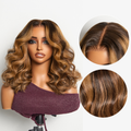 Glueless Loose Wave T-Part Lace Human Hair Wig - Grey with Bangs 180% Density | 10"-28"