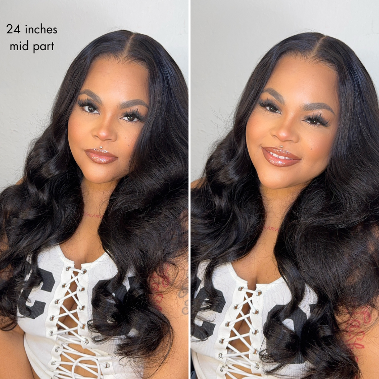 Glueless HD Lace Body Wave T-Part Lace Human Hair Wig 180% Density | 10"-28"