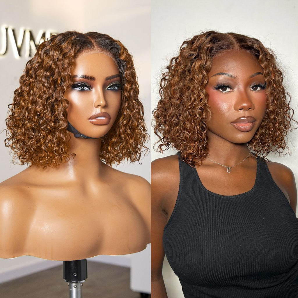 Glueless Curly T-Part Lace Human Hair Wig - Grey | 10"-28"