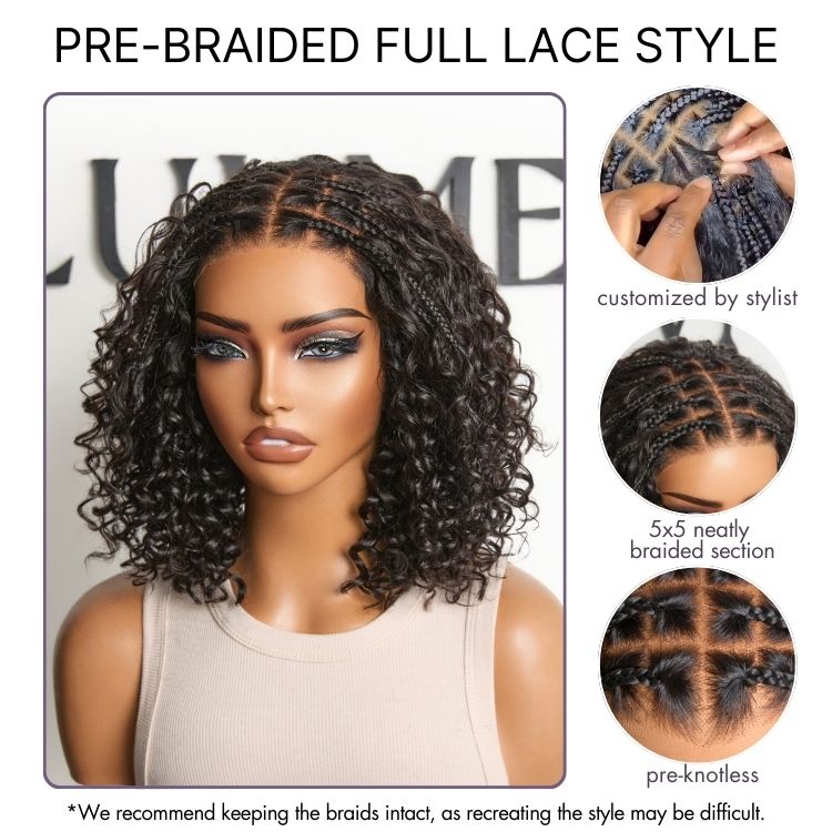 Glueless Braided T-Part Lace Human Hair Wig | 10"-28"