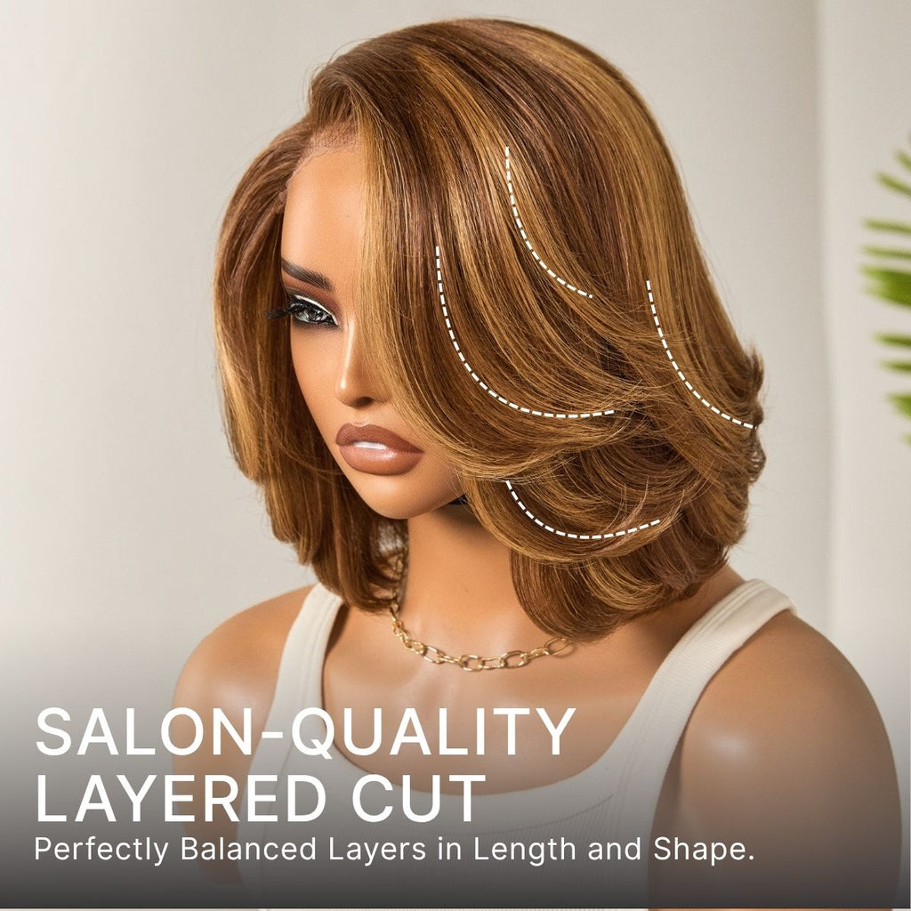 Glueless Layered 5X5 Closure Human Hair Wig - Red | 8"-14"