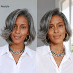 Glueless Layered T-Part Lace Human Hair Wig - Grey | 8"-14"