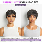 Glueless Pixie Human Hair Wig - Grey with Bangs | 8"-14"