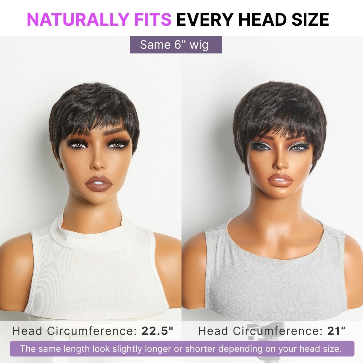 Glueless Pixie Human Hair Wig - Grey with Bangs | 8"-14"