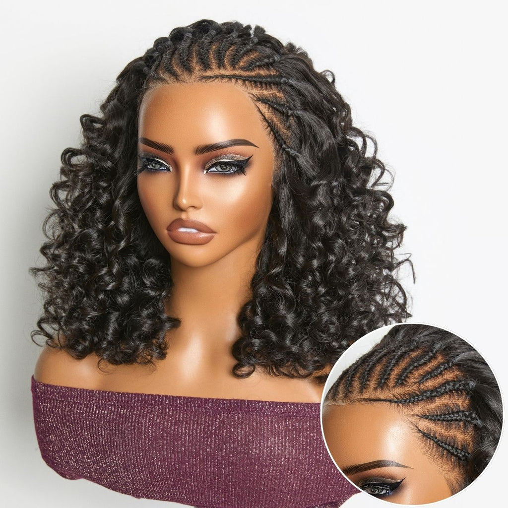 Glueless Braided 13X4 Frontal Human Hair Wig 180% Density | 10"-28"