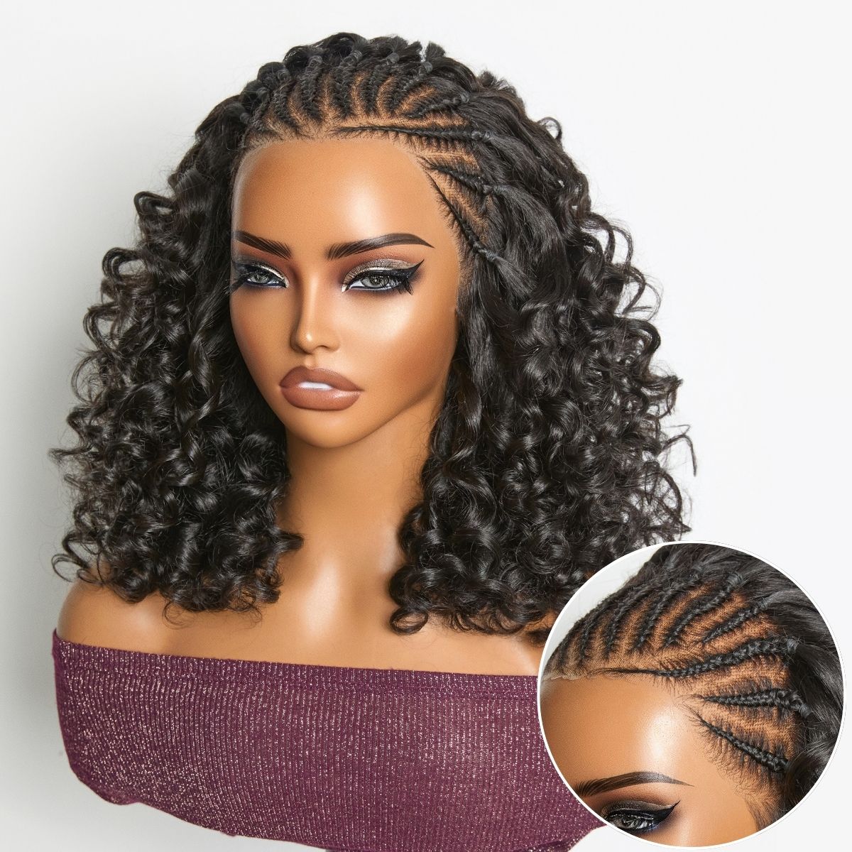 Glueless Braided 13X4 Frontal Human Hair Wig 180% Density | 10"-28"
