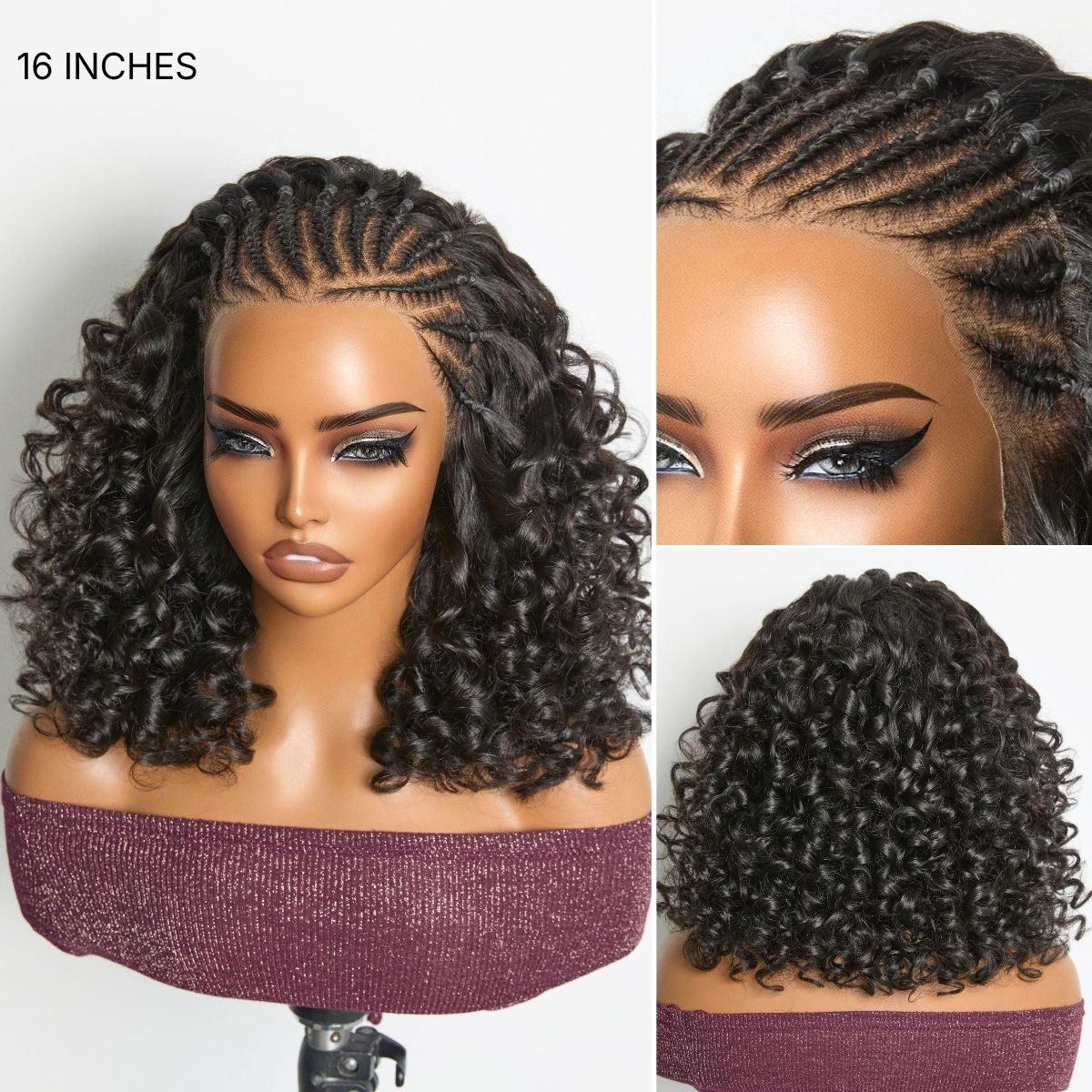 Glueless Braided 13X4 Frontal Human Hair Wig 180% Density | 10"-28"