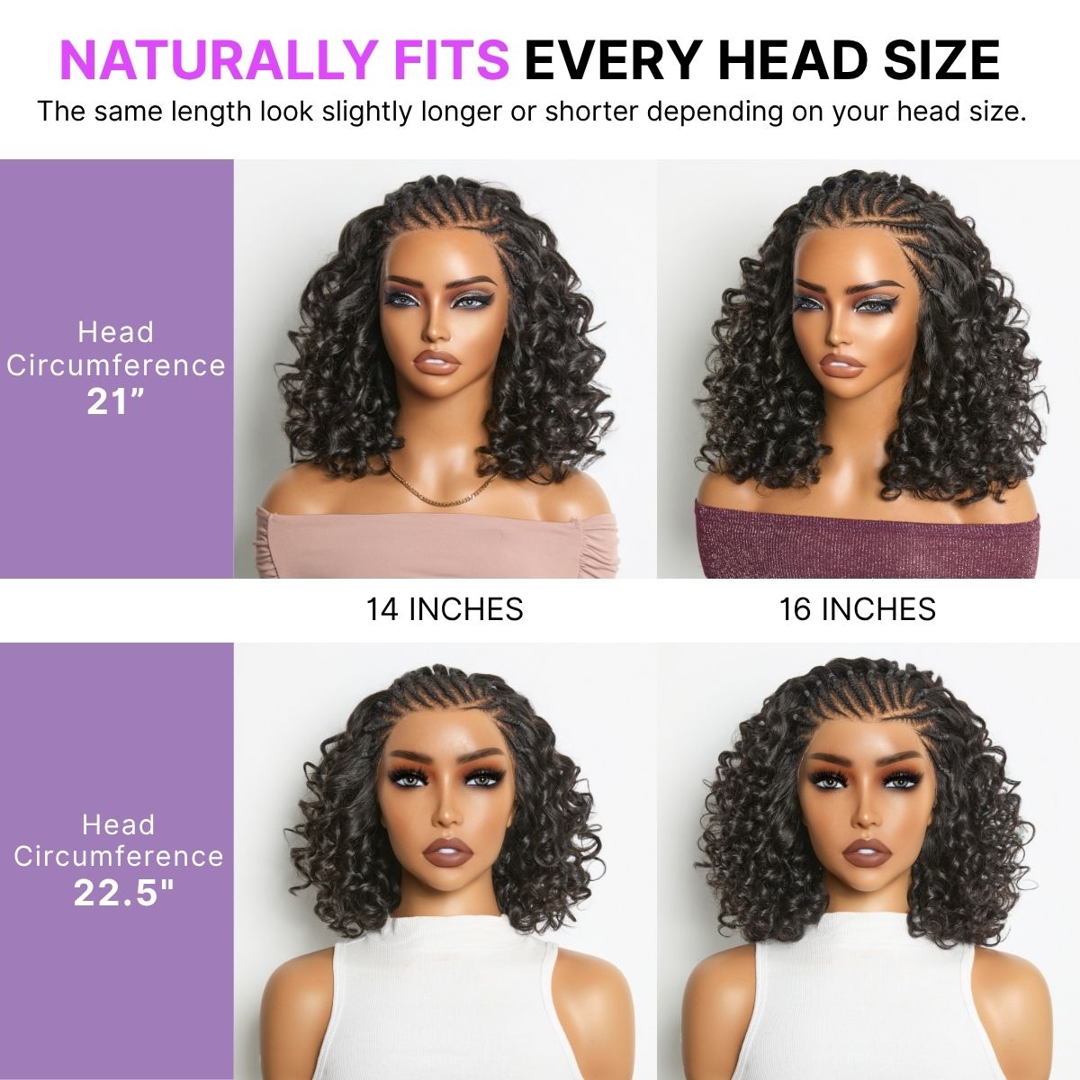 Glueless Braided 13X4 Frontal Human Hair Wig 180% Density | 10"-28"