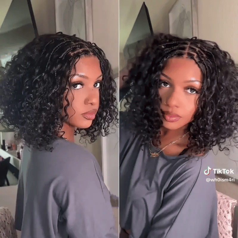 Glueless Braided T-Part Lace Human Hair Wig | 8"-14"