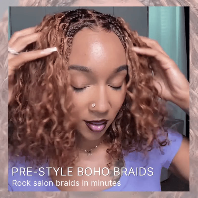 Glueless Braided T-Part Lace Human Hair Wig | 8"-14"