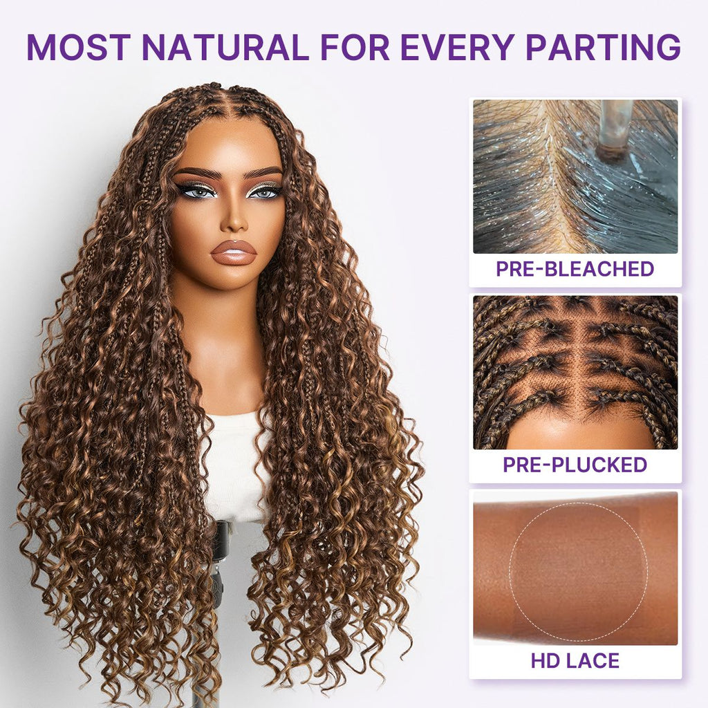 HD Lace Braided T-Part Lace Human Hair Wig - Blonde | 10"-28"