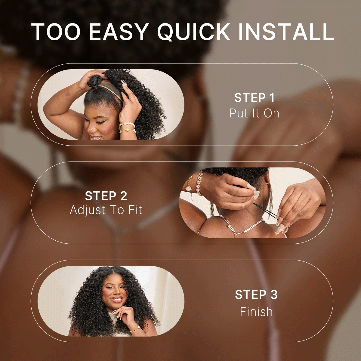 Glueless Curly Human Hair Wig 180% Density | 10"-28"