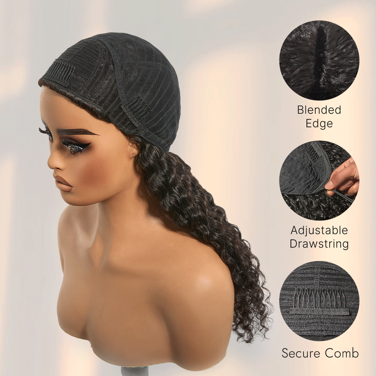 Glueless Curly Human Hair Wig 180% Density | 10"-28"