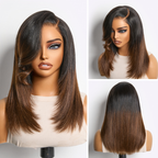 Glueless HD Lace Layered T-Part Lace Human Hair Wig - Red 180% Density | 8"-14"