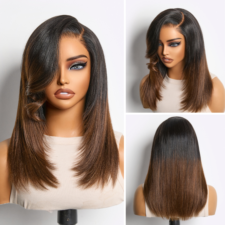 Glueless HD Lace Layered T-Part Lace Human Hair Wig - Red 180% Density | 8"-14"