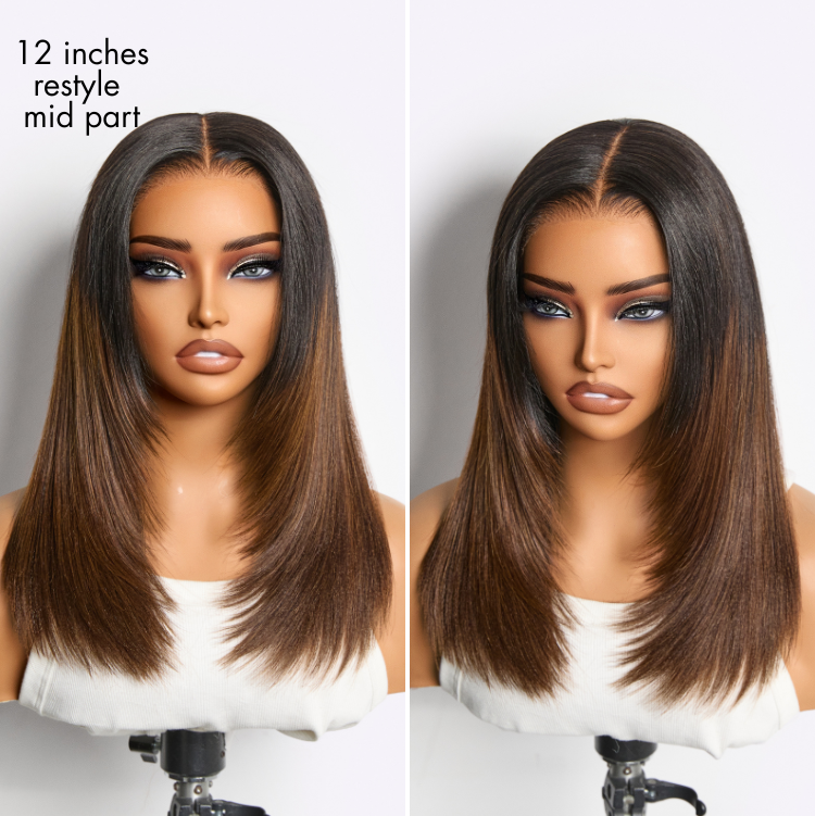Glueless HD Lace Layered T-Part Lace Human Hair Wig - Red 180% Density | 8"-14"