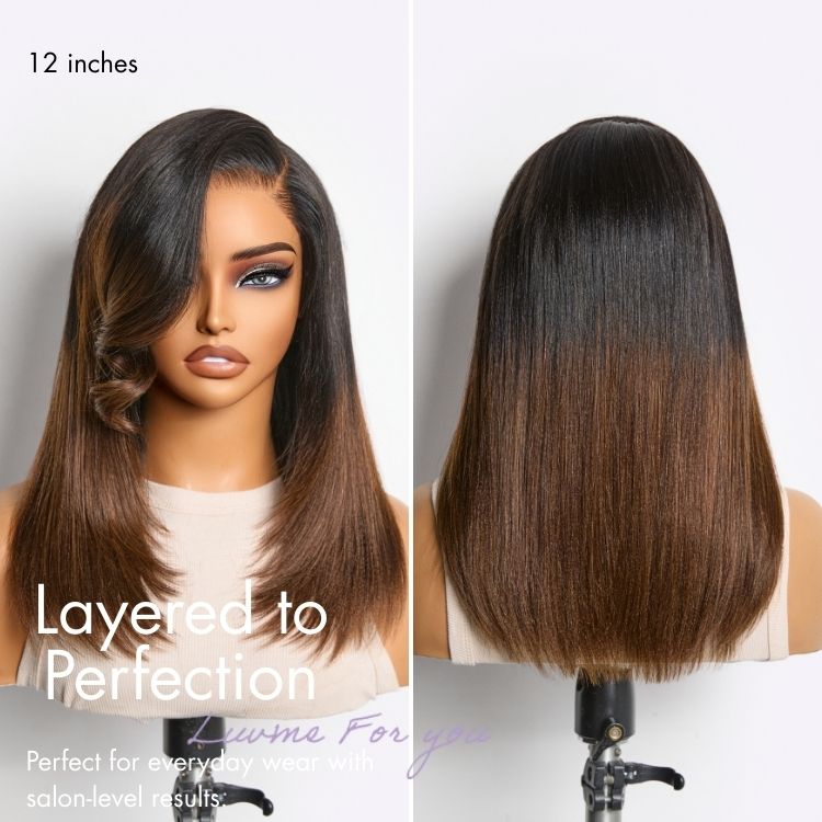 Glueless HD Lace Layered T-Part Lace Human Hair Wig - Red 180% Density | 8"-14"