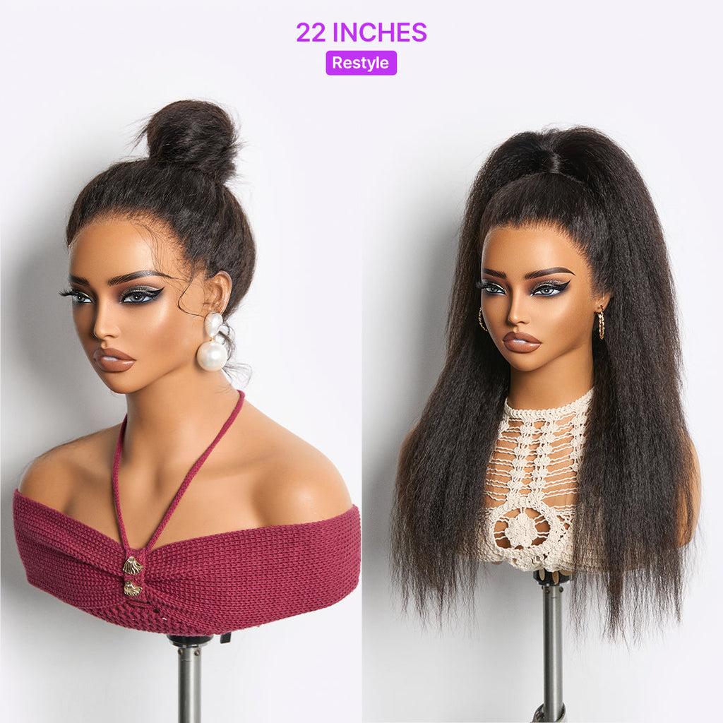 HD Lace Kinky Straight T-Part Lace Human Hair Wig | 22"
