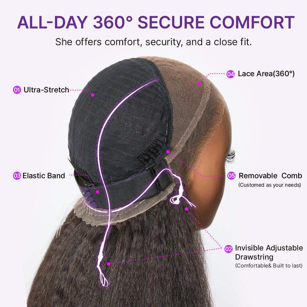 HD Lace Kinky Straight T-Part Lace Human Hair Wig | 22"