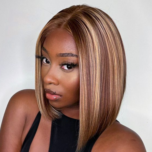 Glueless Bob 4X4 Closure Human Hair Wig - Highlight | 8"-14"