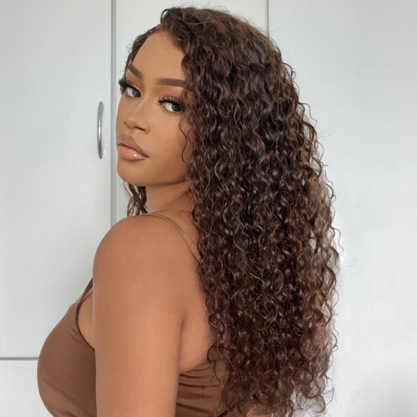 Glueless Curly 5X5 Closure Human Hair Wig - Brown | 10"-28"