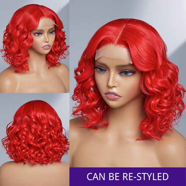 Glueless Bob 4X4 Closure Human Hair Wig - Red | 8"-14"