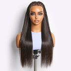 Glueless Braided T-Part Lace Human Hair Wig with Bangs 180% Density | 10"-28"