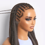 Glueless Braided T-Part Lace Human Hair Wig with Bangs 180% Density | 10"-28"