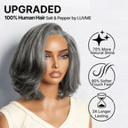 Glueless Layered T-Part Lace Human Hair Wig - Grey | 8"-14"