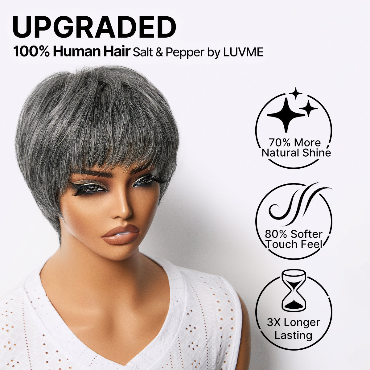Glueless Pixie Human Hair Wig - Blonde with Bangs | 8"-14"