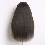 Glueless Kinky Straight V-Part Human Hair Wig with Bangs | 10"-28"