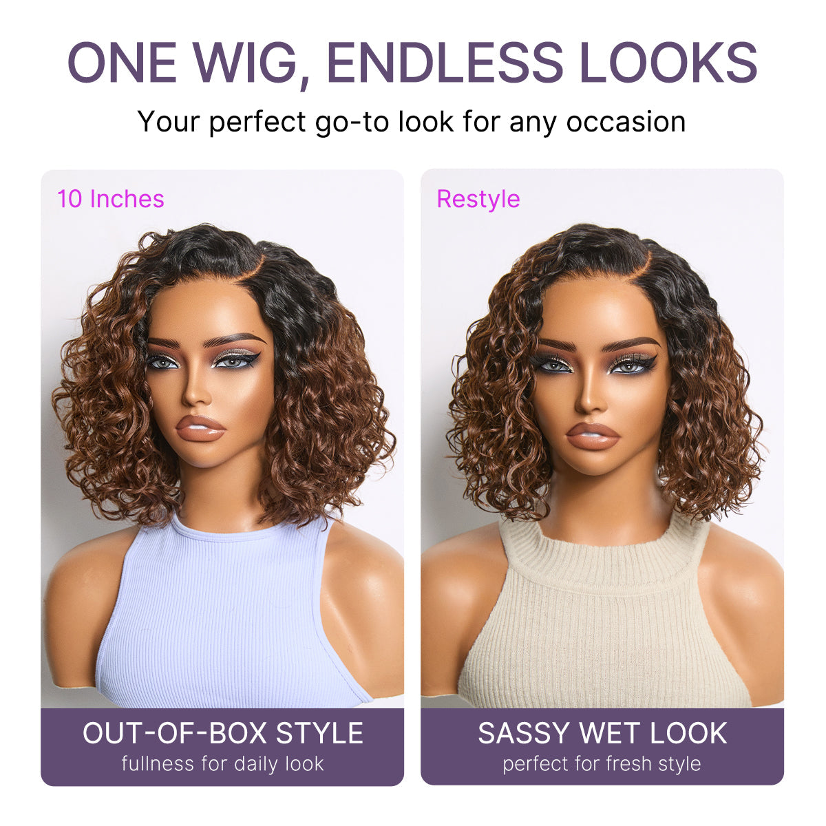 Glueless HD Lace Bob T-Part Lace Human Hair Wig - Ombre | 8"-14"