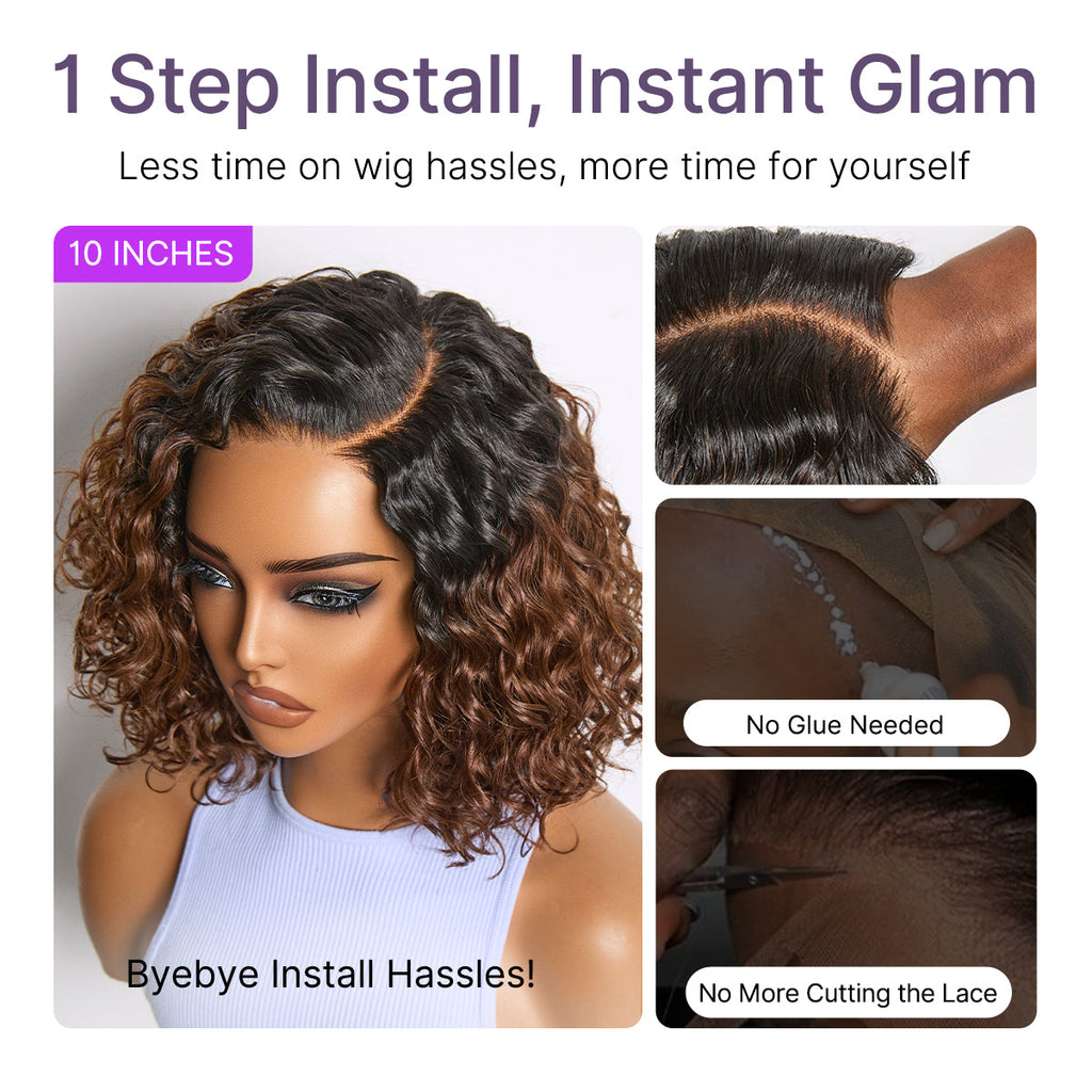 Glueless HD Lace Bob T-Part Lace Human Hair Wig - Ombre | 8"-14"