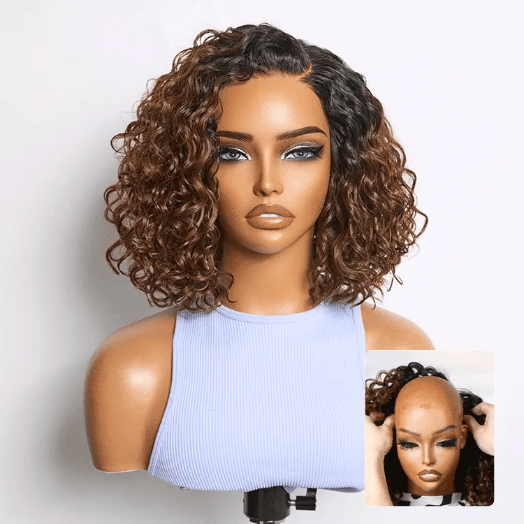 Glueless HD Lace Bob U-Part Human Hair Wig - Brown | 8"-14"