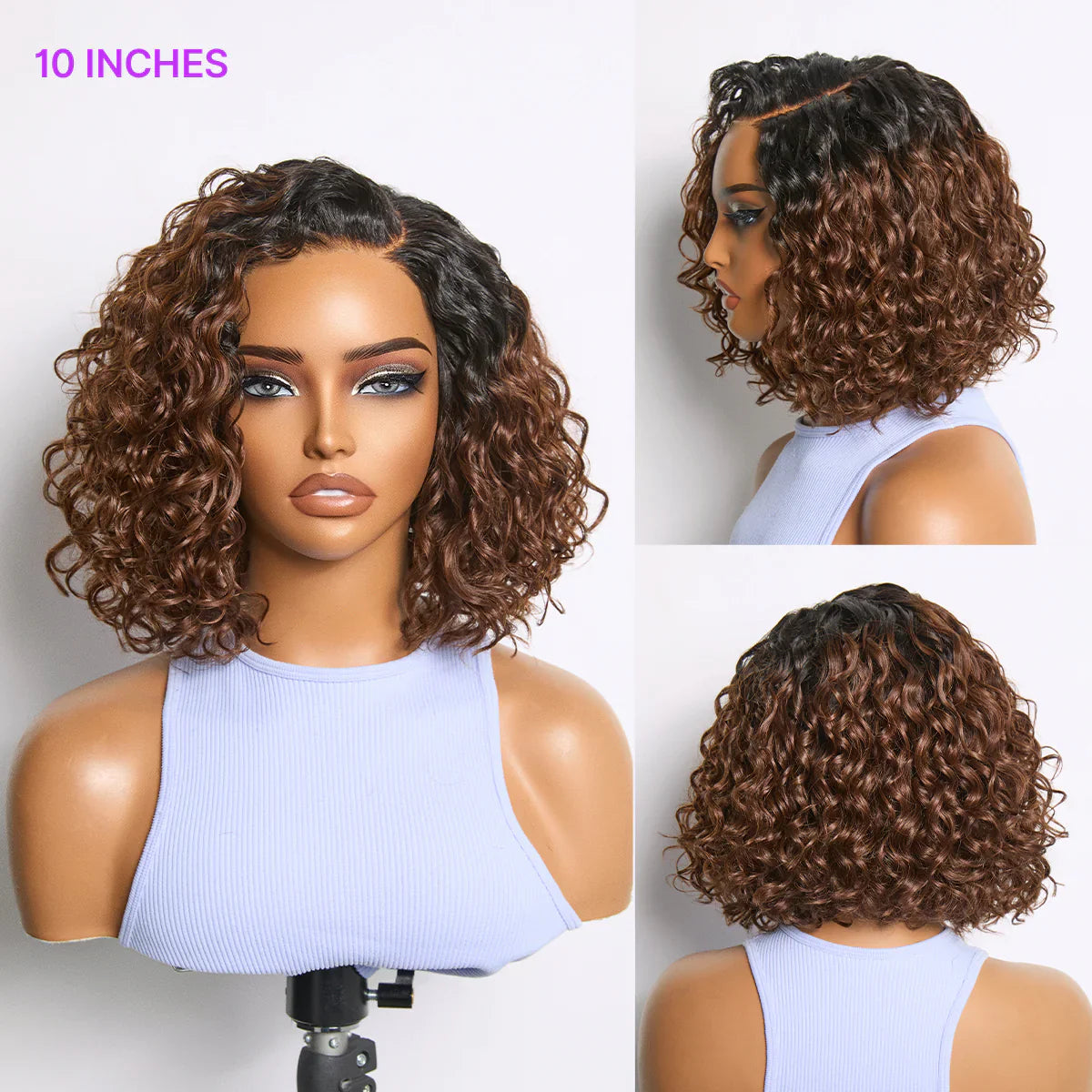 Glueless HD Lace Bob U-Part Human Hair Wig - Brown | 8"-14"