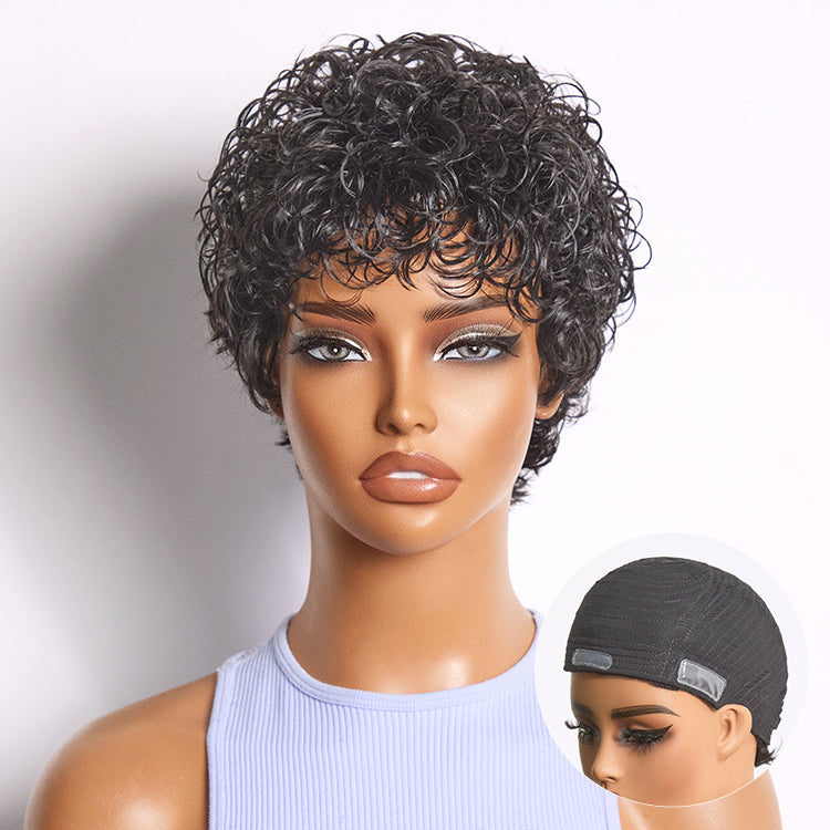 Glueless Curly Human Hair Wig | 8"-14"