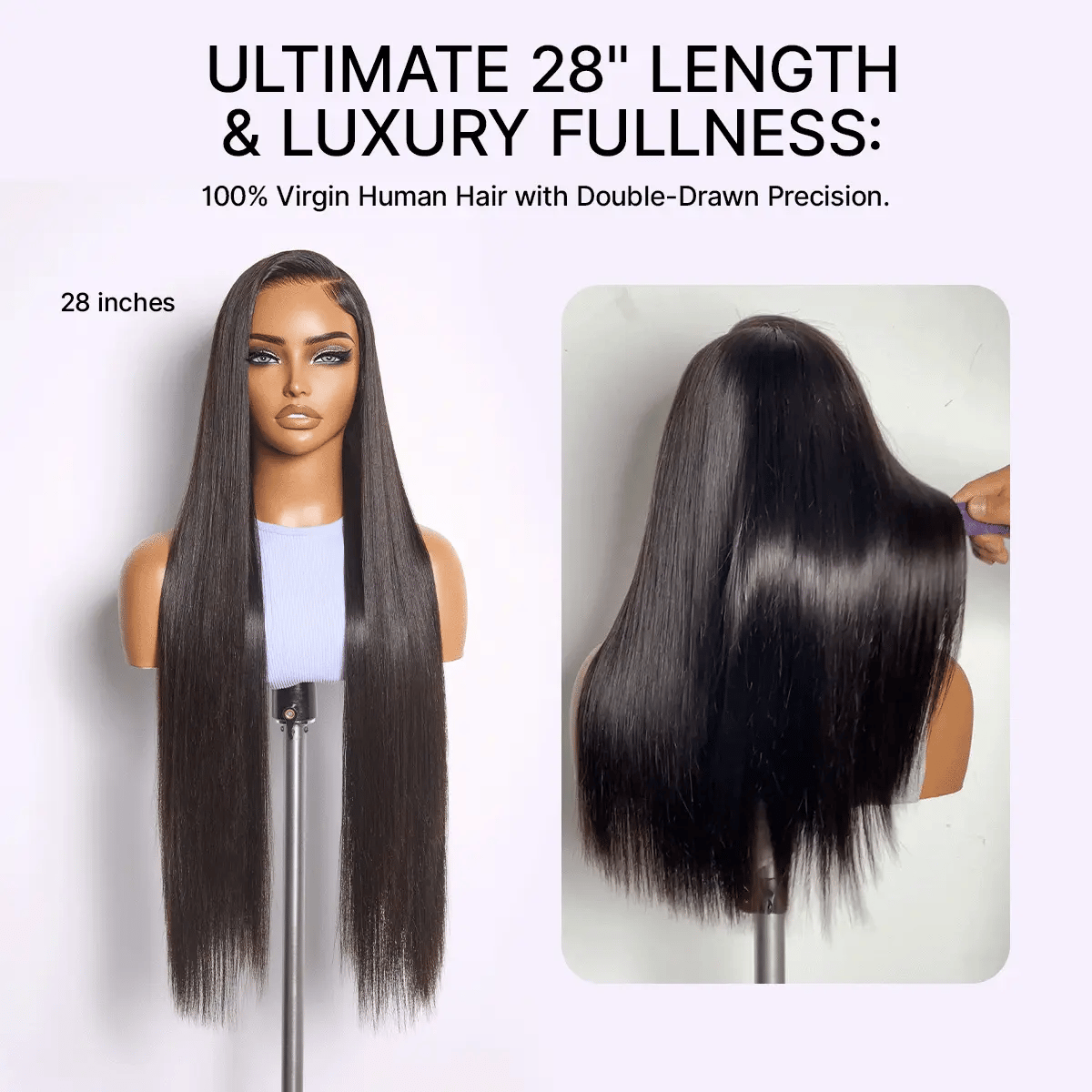 Glueless HD Lace Straight T-Part Lace Human Hair Wig 250% Density | 10"-28"