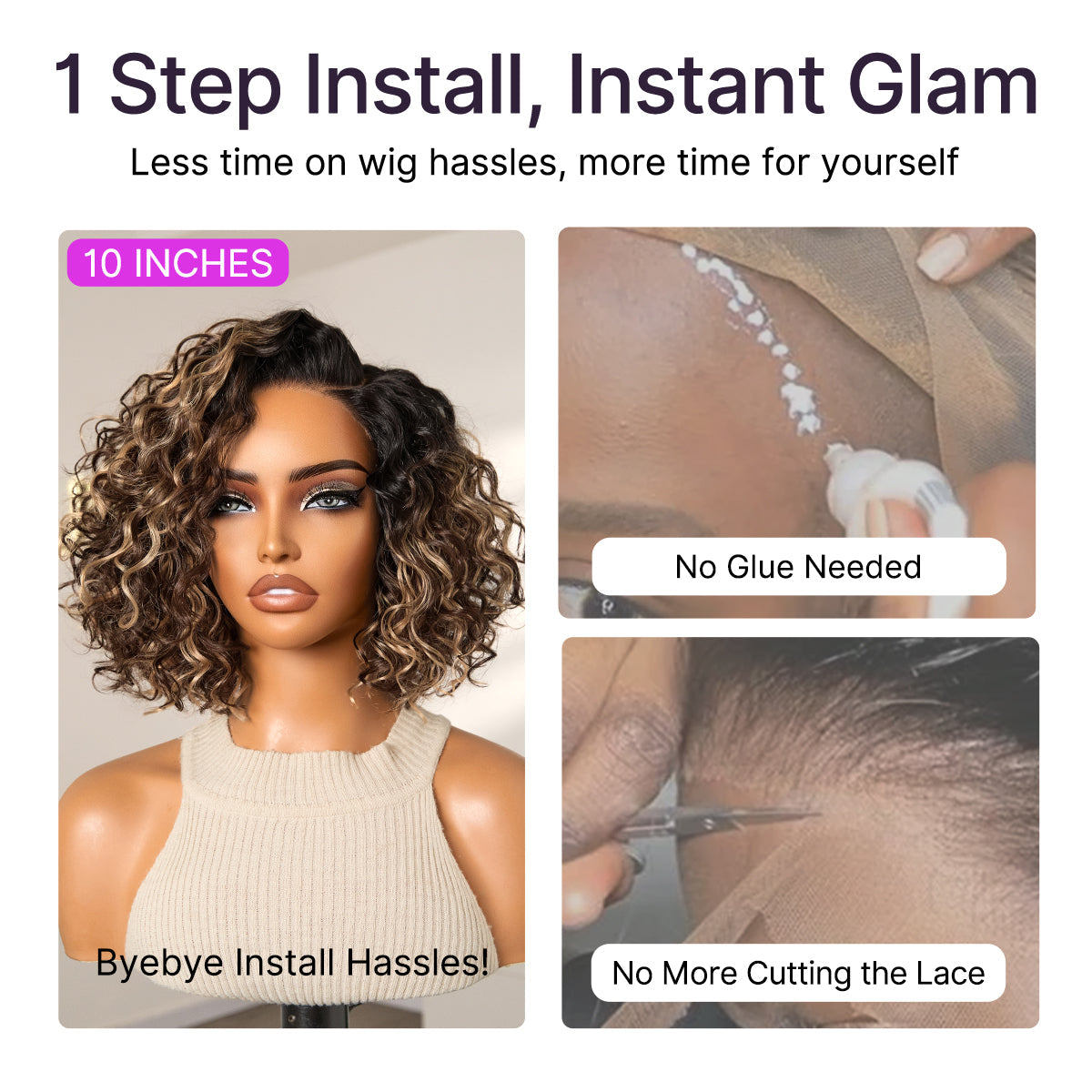 Glueless HD Lace Bob T-Part Lace Human Hair Wig - Highlight | 8"-14"
